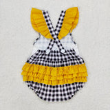 Lineman Plaid Yellow Girls Summer Romper