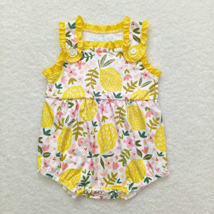 Lemon Yellow Ruffles Girls Summer Romper