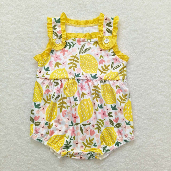 Lemon Yellow Ruffles Girls Summer Romper