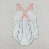 Green Plaid Pocket Boys Summer Romper