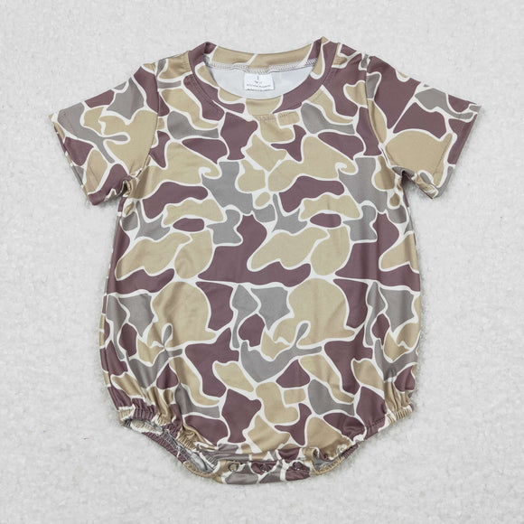 Brown Green Camo Boys Summer Romper