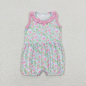 Floral Pink Ruffles Girls Summer Romper