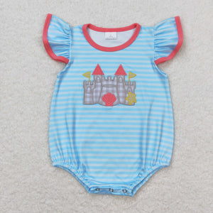 Shell Castle Stripe Blue Girls Summer Romper