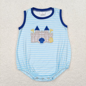 Shell Castle Stripe Blue Boys Summer Romper