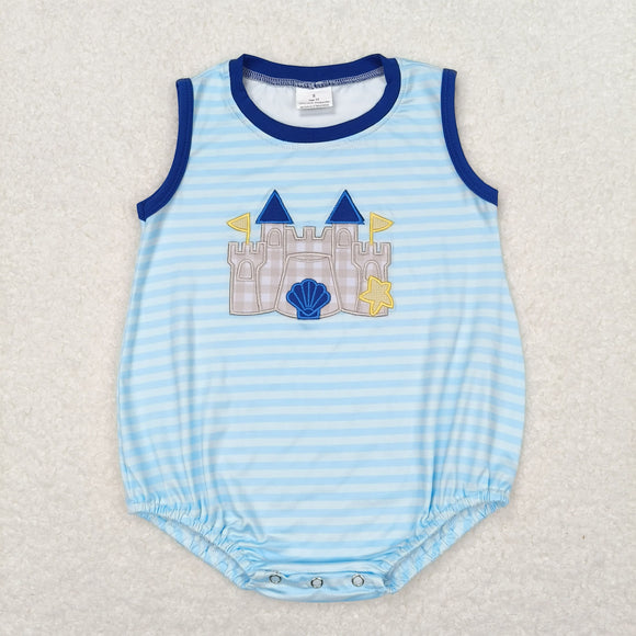 Shell Castle Stripe Blue Boys Summer Romper