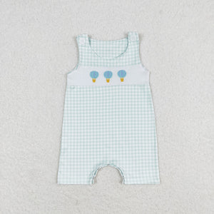Hot Air Balloon Plaid Boys Summer Romper