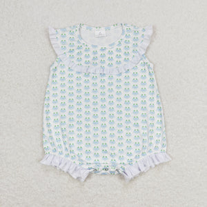 Crab White Ruffles Girls Summer Romper