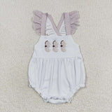 Sea Horse Stripe White Girls Summer Romper