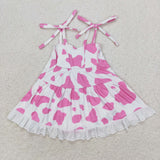 Cow Print Pink White Girls Summer Romper