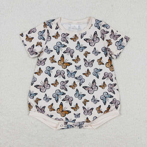 Butterfly Beige Girls Summer Romper