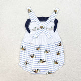 Duck Stripe Navy Ruffles Girls Summer Romper