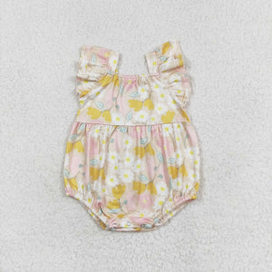 Yellow Floral Girls Summer Romper