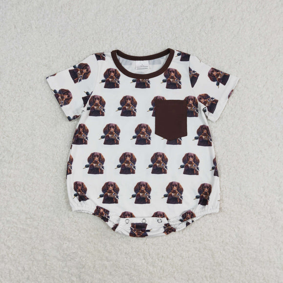 Duck Dog Brown Pocket Boys Summer Romper