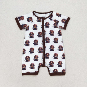 Duck Dog Brown White Boys Summer Romper