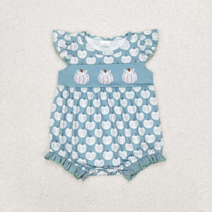 Pumpkin Blue Girls Summer Romper