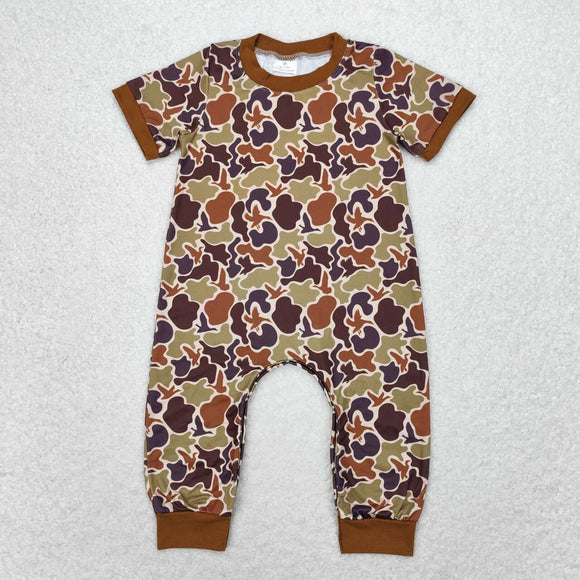 Duck Camo Green Brown Boys Summer Romper