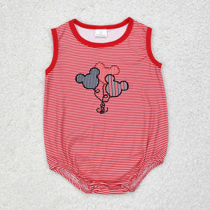 Cartoon Balloon Red Stripe Boys Summer Romper