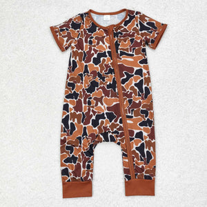 Bamboo Camo Brown Boys Summer Romper