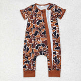 Bamboo Camo Brown Boys Summer Romper