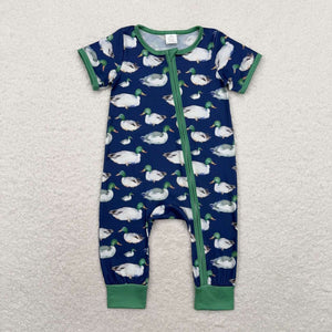 Bamboo Duck Navy Green Boys Summer Romper