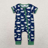 Bamboo Duck Navy Green Boys Summer Romper