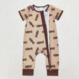 Bamboo Camo Bottle Brown Boys Summer Romper