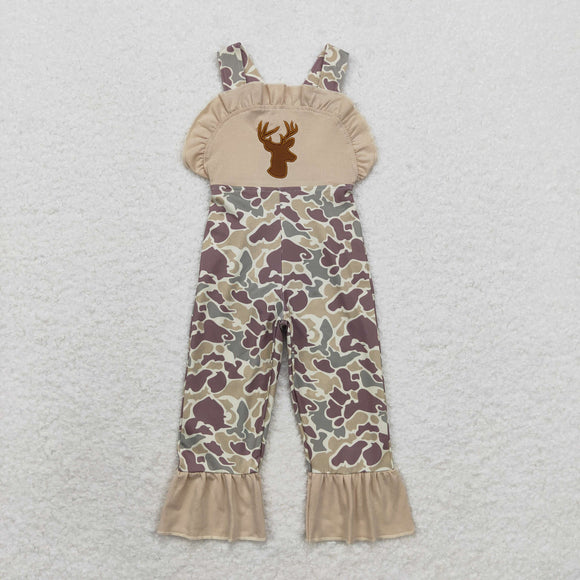 Deer Camo Brown Girls Jumpsuit