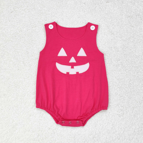 Plaid Smile Hot Pink Girls Halloween Romper