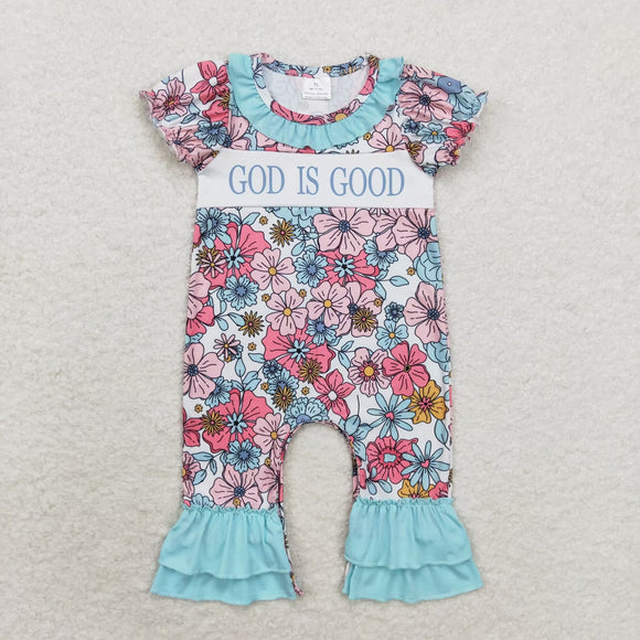 God is Good Floral Girls Thanksgiving Romper