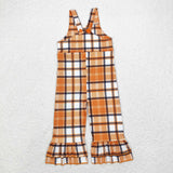 Plaid Orange Girls Jumpsuit
