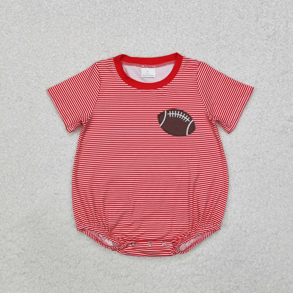 Football Red Stripe Boys Summer Romper