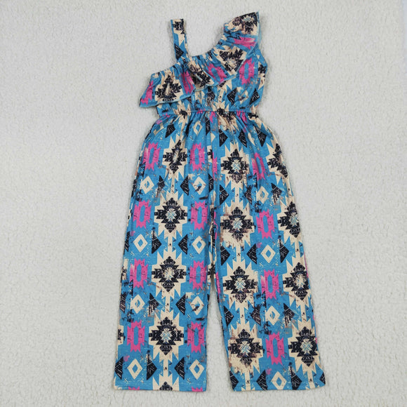 Aztec Blue Girls Jumpsuit