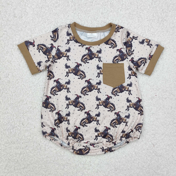 Brown Pocket Rodeo Boys Summer Romper