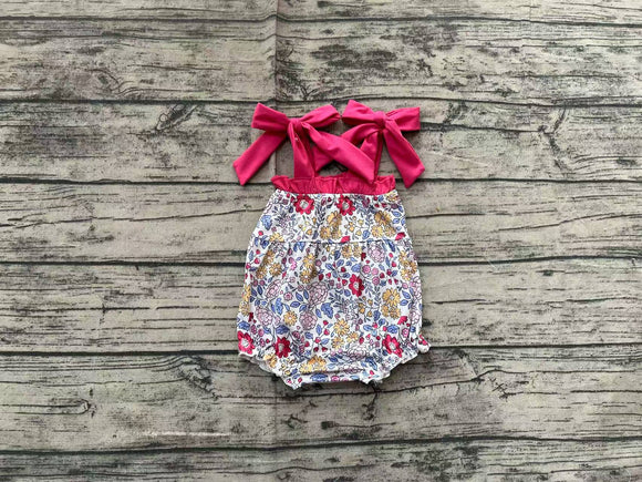 Pre-sale Floral Hot Pink Ruffles Girls Summer Romper