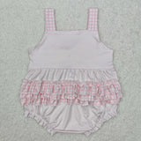Pink Plaid Bow Polka Dots Girls Summer Romper