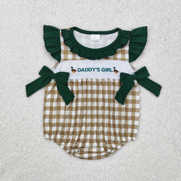 Duck Daddy's Girl Plaid Green Girls Summer Romper