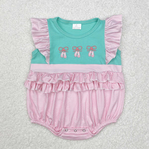 Ballet Pink Stripe Ruffles Girls Summer Romper