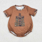 He is Risen Camo Cross Boys Easter Romper