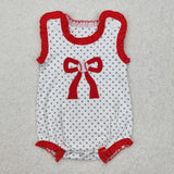 Baseball Bow Polka Dots Girls Summer Romper