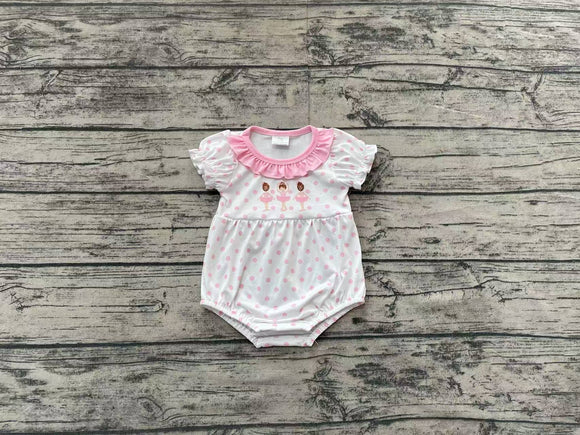 Pre-sale Ballet Pink Polka Dots Girls Summer Romper