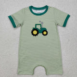 Tractor Stripe Green Boys Summer Romper