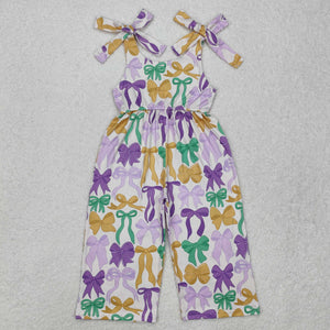 Bow Pattern Girls Mardi Gras Jumpsuit