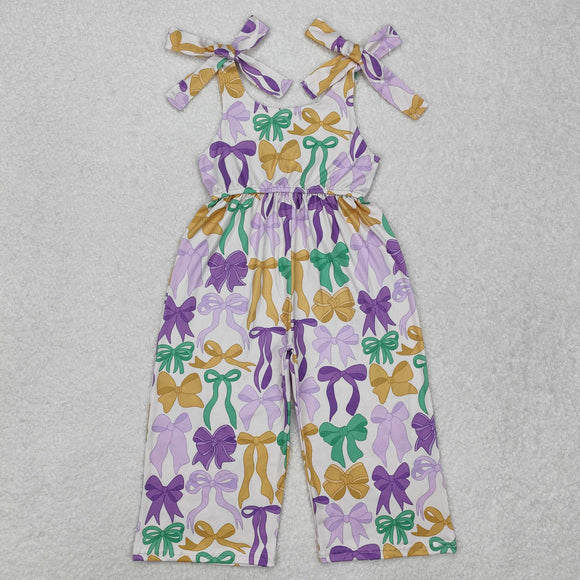 Bow Pattern Girls Mardi Gras Jumpsuit