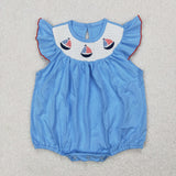 Boat Smocked Blue Girls 4th of July Romper