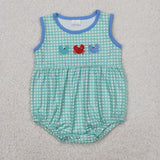 Crab Green Plaid Boys Summer Romper