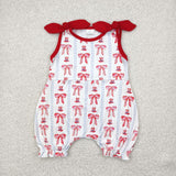 Red Bow Pattern Girls 4th of July Romper