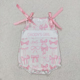 Daddy's Girl Bow Pattern Girls Summer Romper
