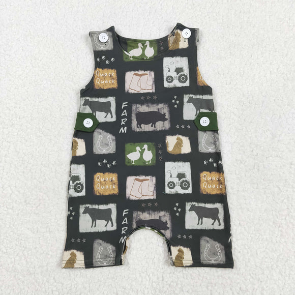 Quack Farm Duck Green Boys Summer Romper