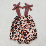 Leopard Print Brown Girls Summer Romper