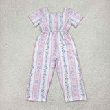 Floral Bow Pattern Pink Girls Jumpsuit